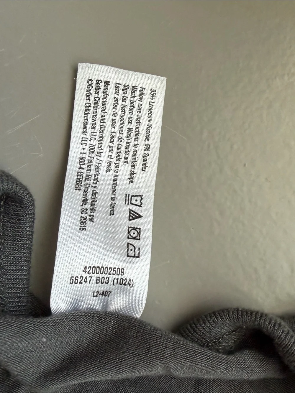 Gray Baby Footed One-Piece